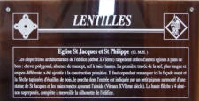 Lentilles :l'église, panneau indicatif